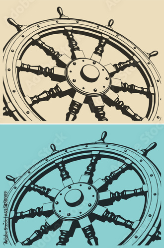 Ship steering wheel sketches