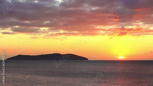 Scenic view of Kinali island during sunrise. Kinali Ada, Istanbul. Time Lapse
 photo