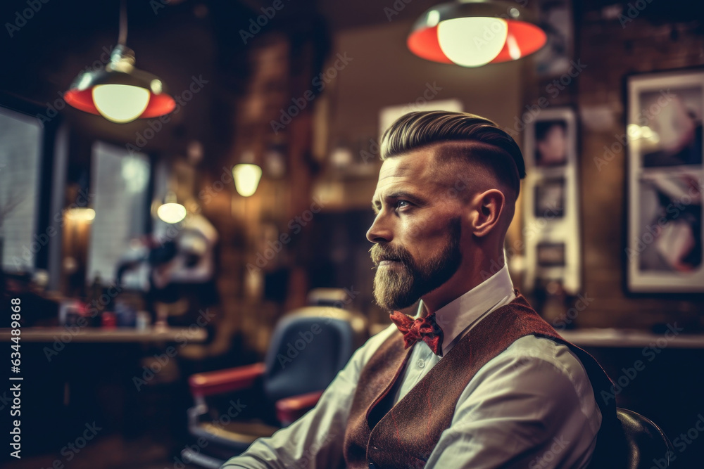 Barber with stylish hair style Generative AI Barber with stylish hair style Generative AI