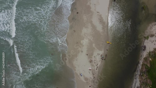 Palomino serenity: aerial drone expedition of Colombia's coastal Getaway (ID: 634490889)