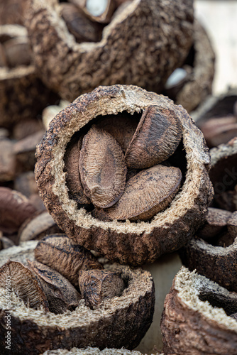 Brazil nuts on a board