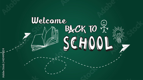 Back to school text in chalkboard.