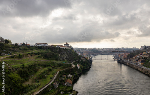 Panoramic view of Porto, Portugal in a cloudy day photo