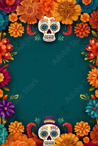 Day of the dead holiday card. Generative AI