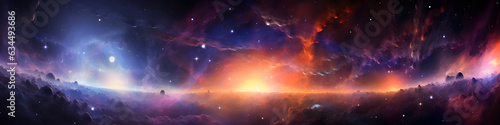  Panorama ,stars, space, suns , astronomy, universe, and planets background, wallpapers. AI generated. © RZ