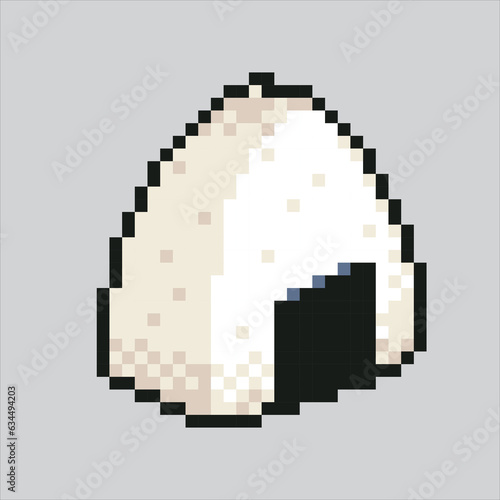 Pixel art illustration onigiri. Pixelated onigiri. onigiri rice icon pixelated for the pixel art game and icon for website and video game. old school retro.