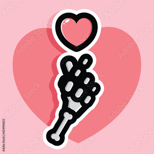 skull fingers forming love korean style