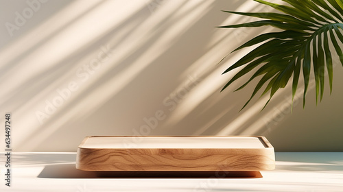 Wood Rectangle Pedestal Side Table Tray Raised Edge © Asad