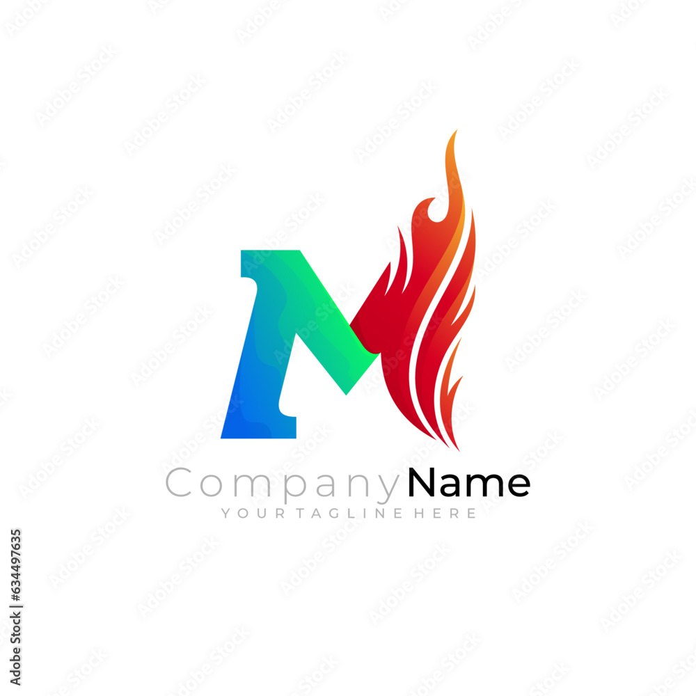M logo and fire design combination, hot logo, company icons M logo and fire design combination, hot logo, company icons