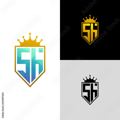 Shield logo with crown design combination, simple design
