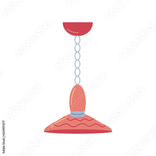 Lighting devices for decorating any home interior. A ceiling lamp with a lampshade. Interior design. Vector flat illustration...