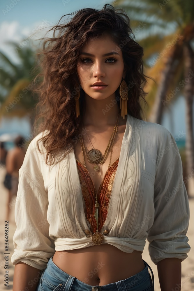 Fototapeta premium Hermosa mujer en la playa
