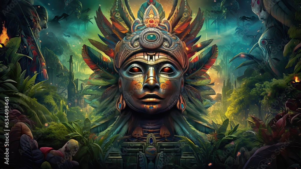 The ethereal Amazon spirit surfaces during shamanic journeys, unlocking mysticism with ayahuasca. Generative AI