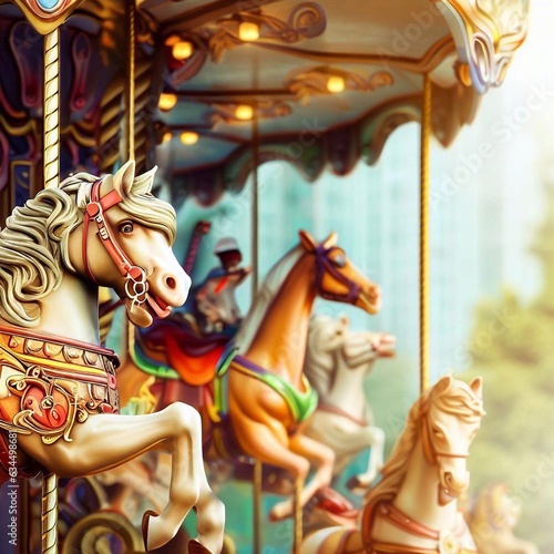 carousel in a bustling city park