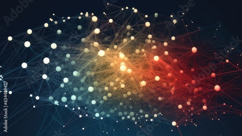 A data visualization with nodes representing datasets and lines indicating relationships, capturing the interconnected nature of data-driven insights