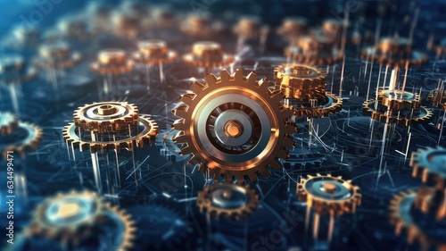 A network of interconnected gears, with each gear representing a different aspect of the digital ecosystem, emphasizing the interdependence of components