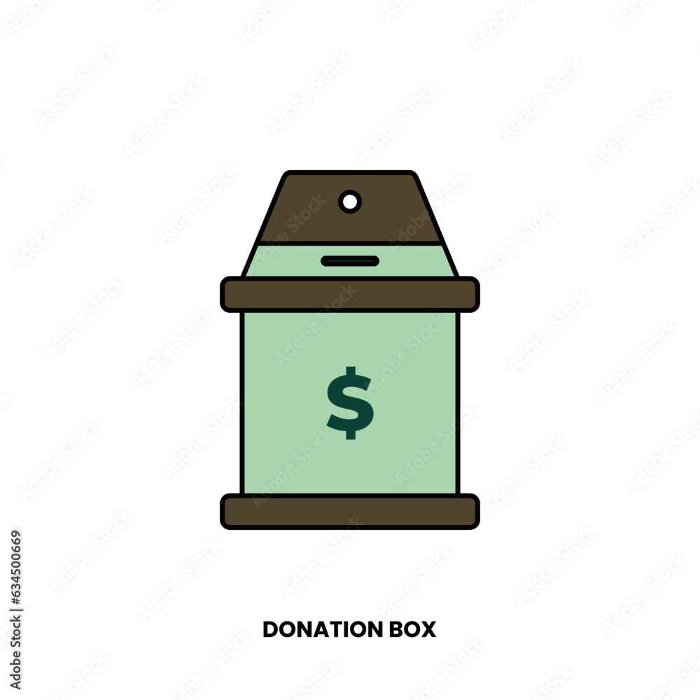 Donation box icon in lineal color style. Design element of International Literacy Day. Vector illustration logo template in trendy flat design style. Editable graphic resources for many purposes. Donation box icon in lineal color style. Design element of International Literacy Day. Vector illustration logo template in trendy flat design style. Editable graphic resources for many purposes.