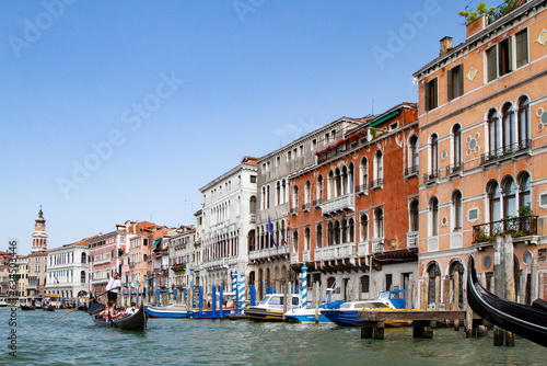 Gondolas and Boats on the Grand Canal of Venice Italy