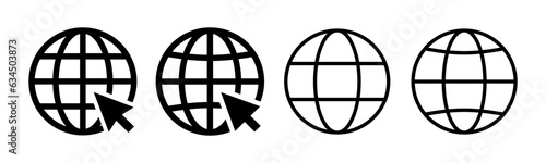 Web icon set illustration. go to web sign and symbol. web click icon. Global search icon