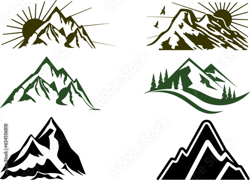 Set of Six Mountain Illustrations