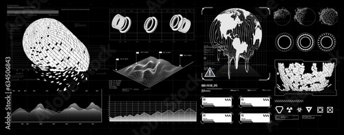 futuristic shape element HUD, GUI, Science fiction, cyberpunk, retrofuturism, concept, vaporwave abstract element.