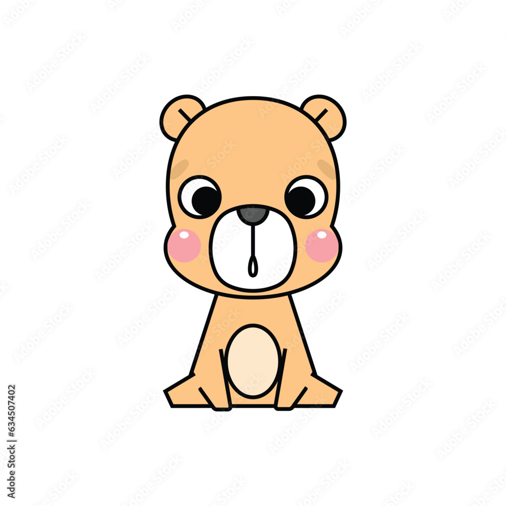 Cute baby bear cartoon character isolated on white background. Vector illustration. Cute baby bear cartoon character isolated on white background. Vector illustration.