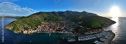 Aerial view of the village of Marciana Marina, Elba island, Livorno, Italy photo