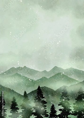 Watercolour forest landscape 