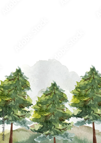 Watercolour forest landscape 