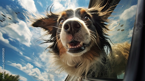 dog looks out of car window © waranyu