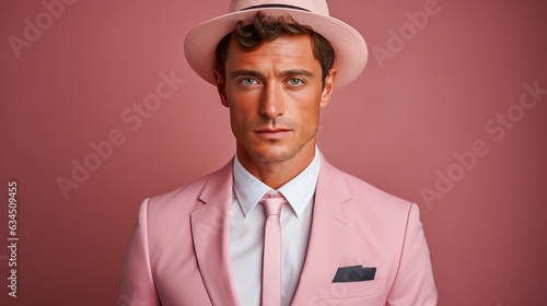 Man in a pink suit, generat...