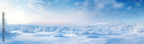 The Frozen Horizon: Panoramic Scenery of Wilderness and Purity, A Cold Yet Warm Winter's Day - Generative AI