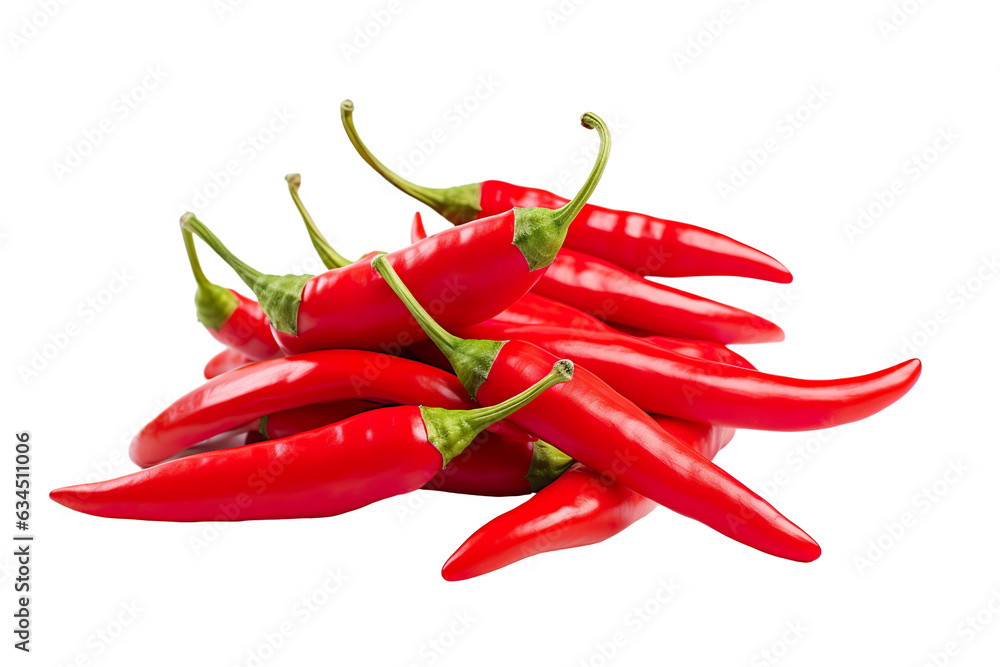 Close-up fresh Red chili isolated on transparent or white background PNG