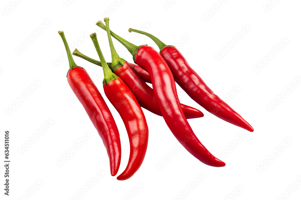Close-up fresh Red chili isolated on transparent or white background PNG