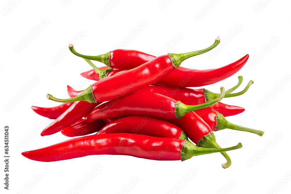 Close-up fresh Red chili isolated on transparent or white background PNG