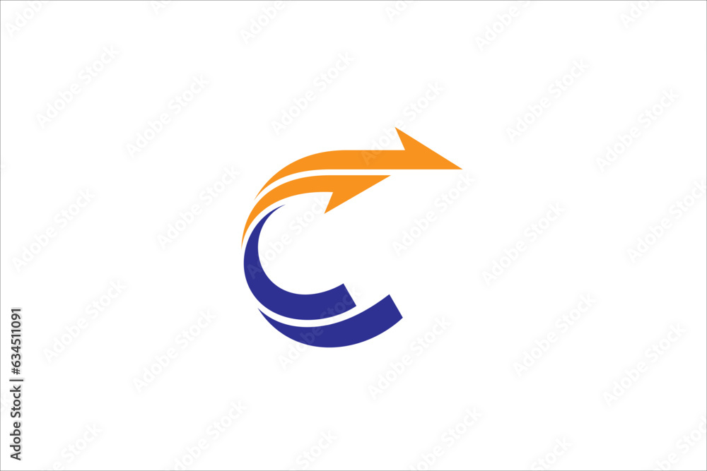 C letter logo vector illustration with two arrows shooting up C letter logo vector illustration with two arrows shooting up