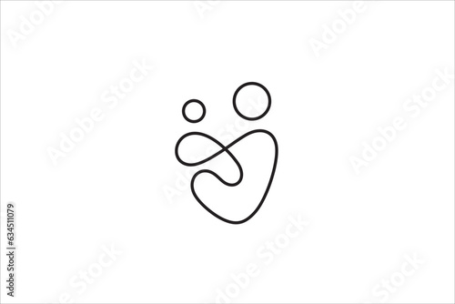 Mother and child abstract line logo vector illustration