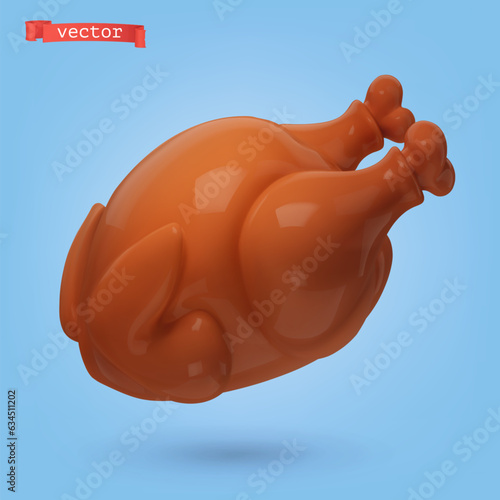 Fried chicken 3d cartoon vector icon
