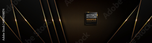 black gold background, golden light luxury image abstract, straight lines overlap layer shadow gradients space composition for banner, flyer cover layout, website template design