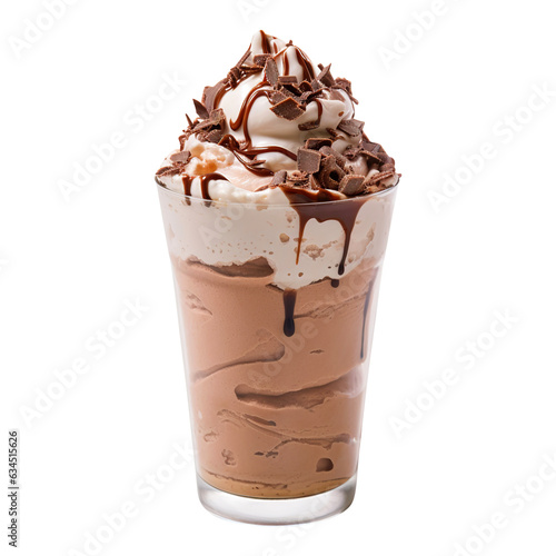 ice cream with chocolate on transparent or white background, png