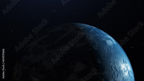 footage of planet earth whole round 3D orbital rotation with day night transition