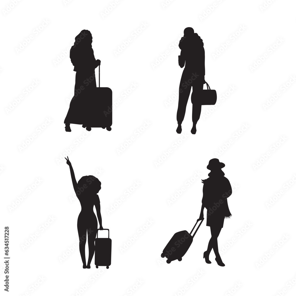 Traveler Woman Vector Silhouette