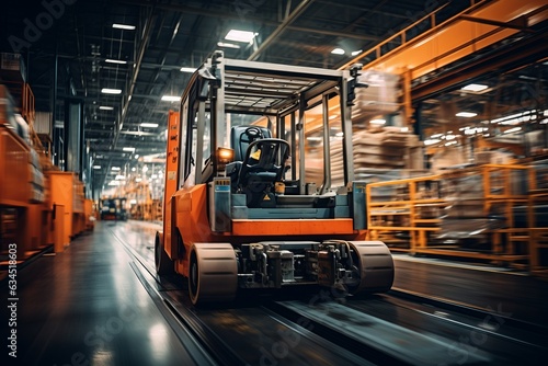 Forklift Moving Cargo in a Distribution Center, Generative AI