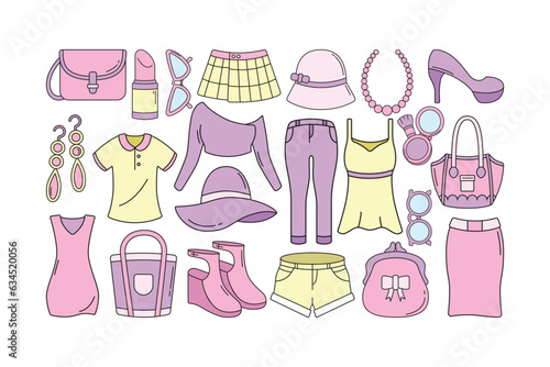 Women Fashion Doodle Illustration Set