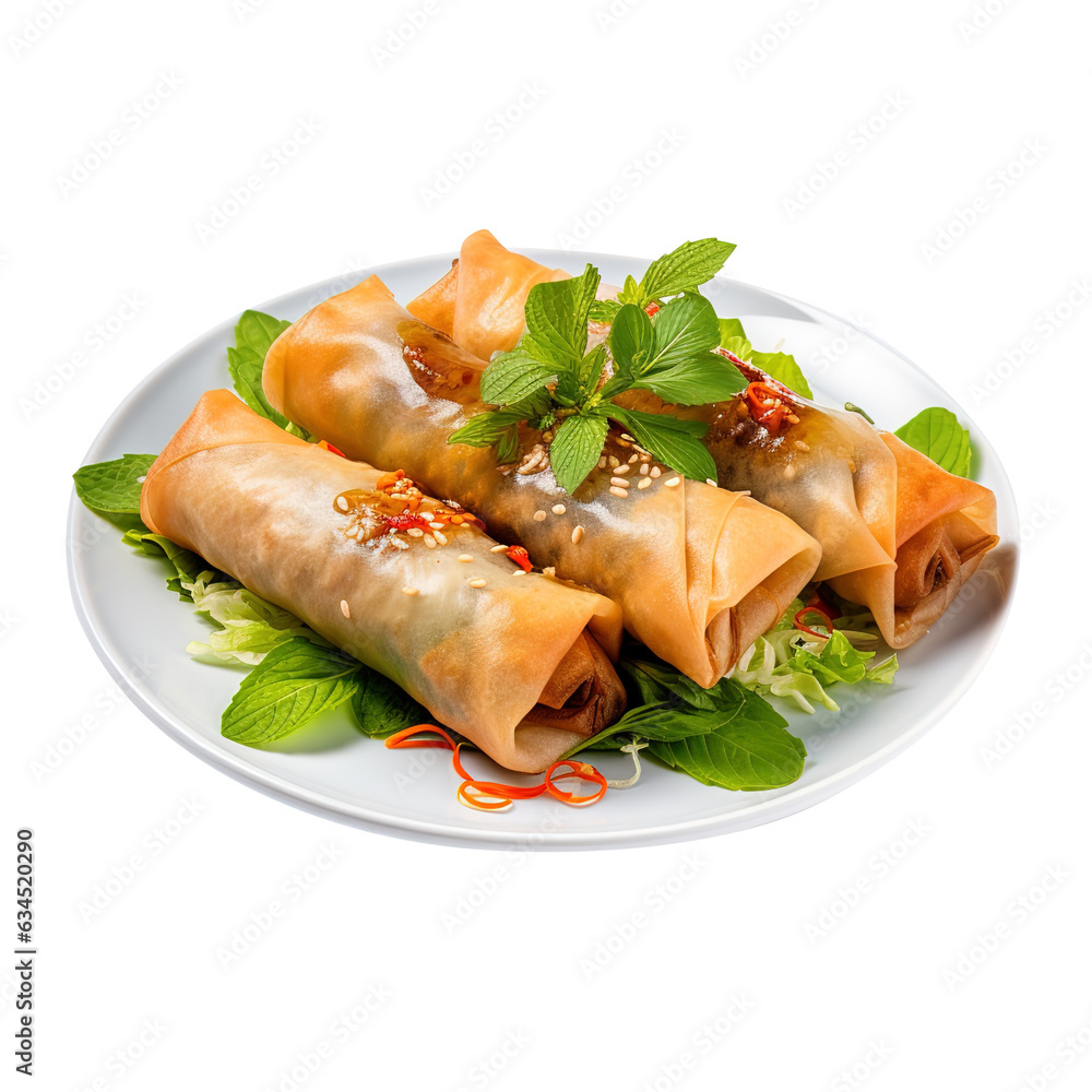 Tasty Spring rolls on transparent or white background, png Tasty Spring rolls on transparent or white background, png