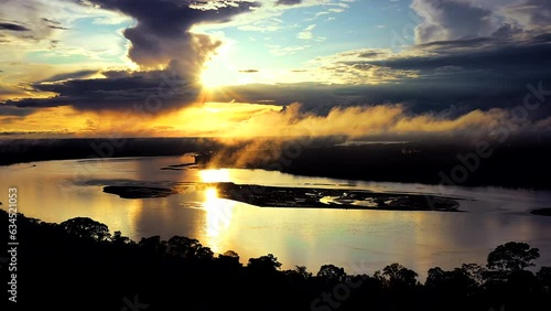 Magnificent Sunset over the impressive Amazon Rainforest.