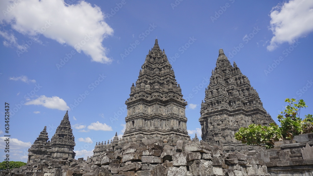 landscape prambanan temple in Indonesian. hindu temple