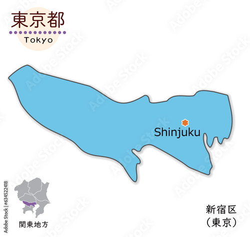 東京都と都庁所在地、シンプルでかわいい地図