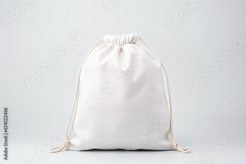 White cotton bag on white isolated background