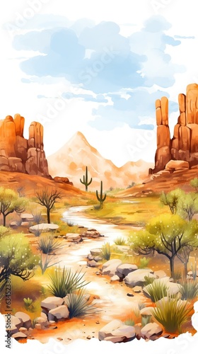 America Landscape, water color, vector, illustration
